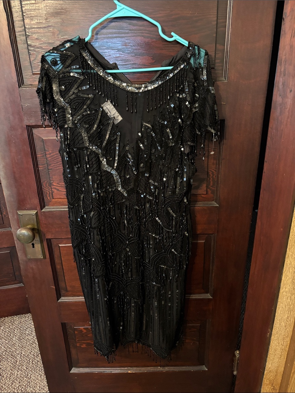 Vintage Black Beaded Fringe Women's Dress